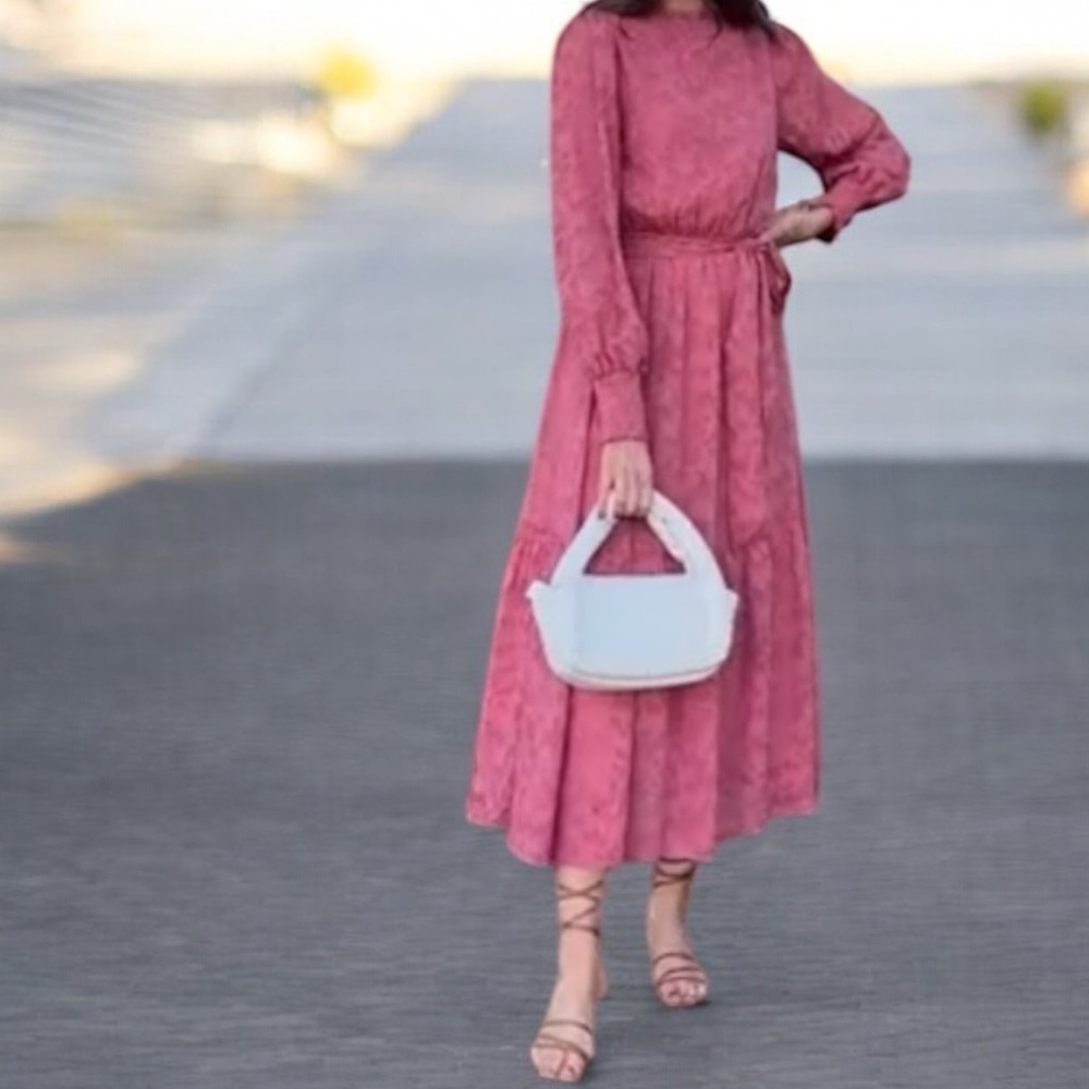 Mascodona Elegant Pink Maxi Dress with Belt Sz XL Woman